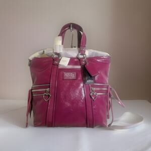 Rare NWT Coach F20047 Berry Patent Leather Daisy Liquid Gloss Pocket Tote Y2K